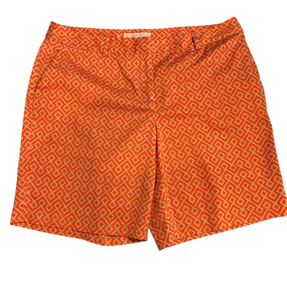 Michael Kors Mid-Rise Orange and Tan Shorts, Size 10 - Picture 1 of 8